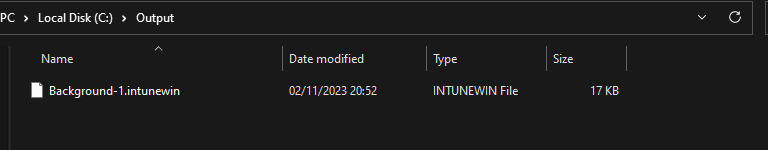 Generated IntuneWin file in output folder